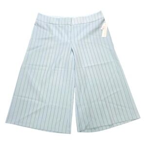 Vintage In Moda Pinstripe Culottes Pants Women's Size 12 Light Blue Wide Leg NWT